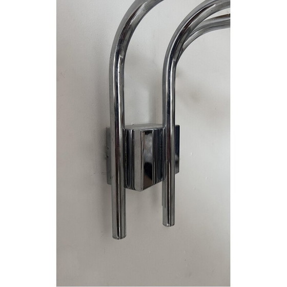 Image 1 of Pair of vintage chrome metal wall lights for Verre Lumière Studio, France 1970