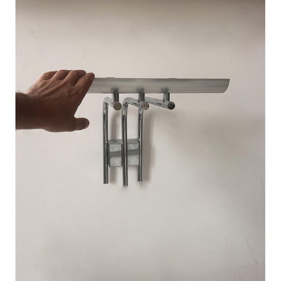 Image 1 of Pair of vintage chrome metal wall lights for Verre Lumière Studio, France 1970
