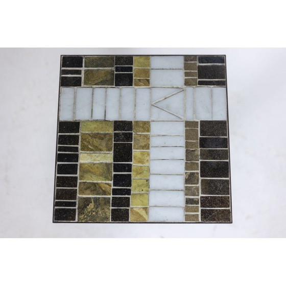 Image 1 of Tavolo vintage con piedistallo quadrato in ferro e ceramica, anni '50