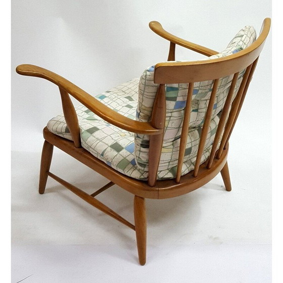 Image 1 of Set of 3 vintage beige armchairs by Anna Lülja Praun in wood 1960s