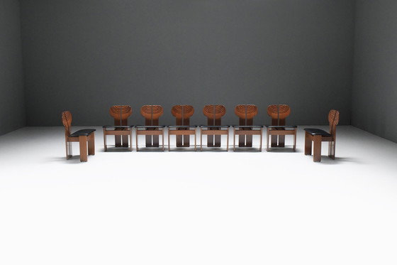 Image 1 of Stunning Set (8) Of Africa Chairs By Afra And Tobia Scarpa For Maxalto Italy