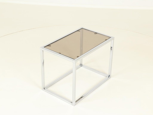 Coffee Or Side Table In Chroom & Smoked Glass By Belgo Chrom, Belgium, 1970S