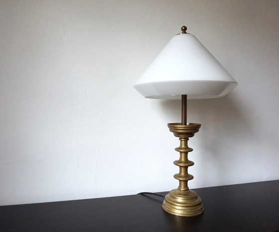 Image 1 of Art Nouveau Brass Empire Table Lamp