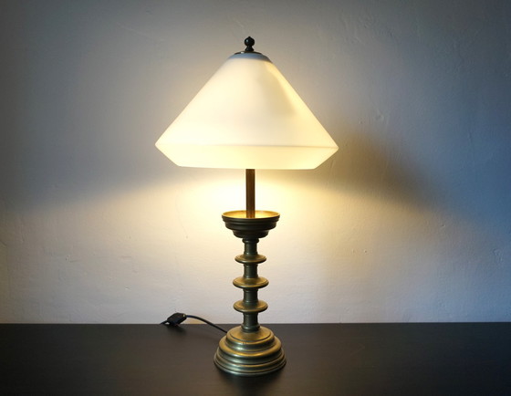 Image 1 of Art Nouveau Brass Empire Table Lamp