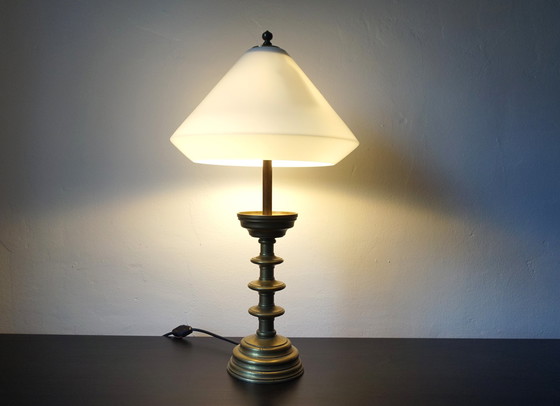 Image 1 of Art Nouveau Brass Empire Table Lamp