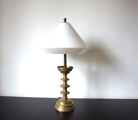 Image 1 of Art Nouveau Brass Empire Table Lamp