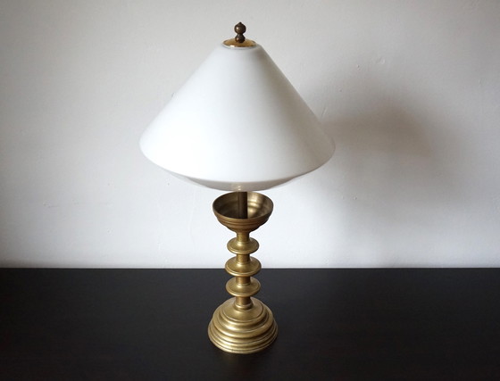 Image 1 of Art Nouveau Brass Empire Table Lamp