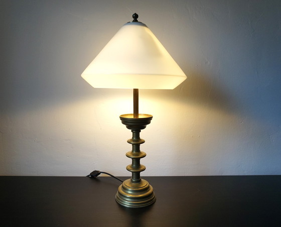 Image 1 of Art Nouveau Brass Empire Table Lamp