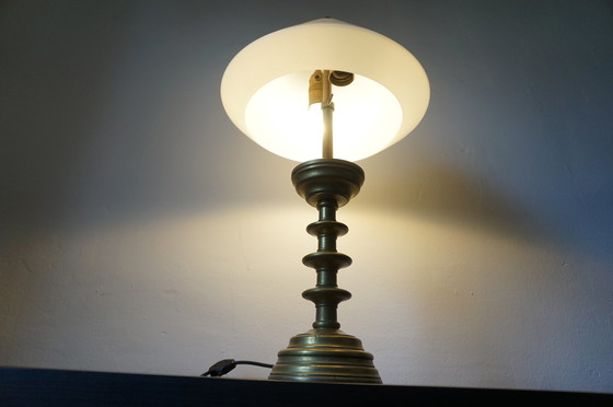 Image 1 of Art Nouveau Brass Empire Table Lamp