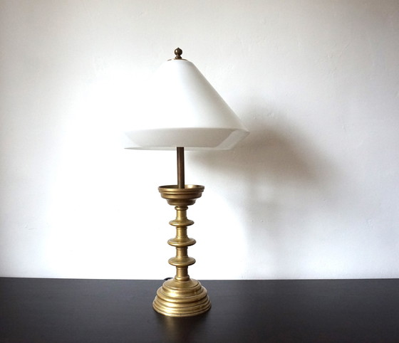 Image 1 of Art Nouveau Brass Empire Table Lamp