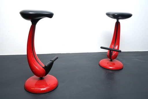 Heavy industrial Metal Stools with bicycle saddle, 1980s, set of 2