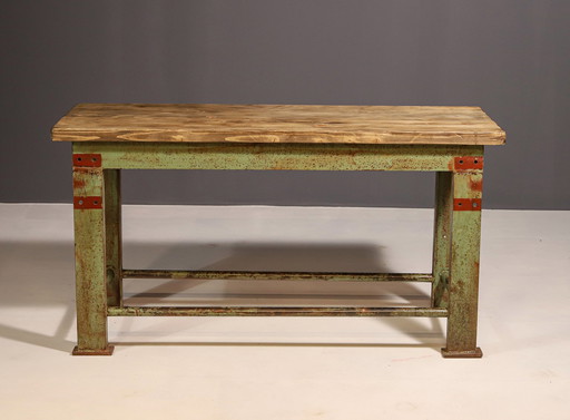 Industrial Iron Kitchen Table From The 1950S, Czechoslovakia