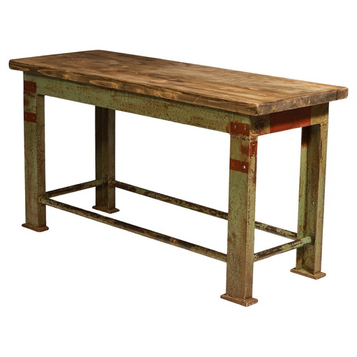 Industrial Iron Kitchen Table From The 1950S, Czechoslovakia