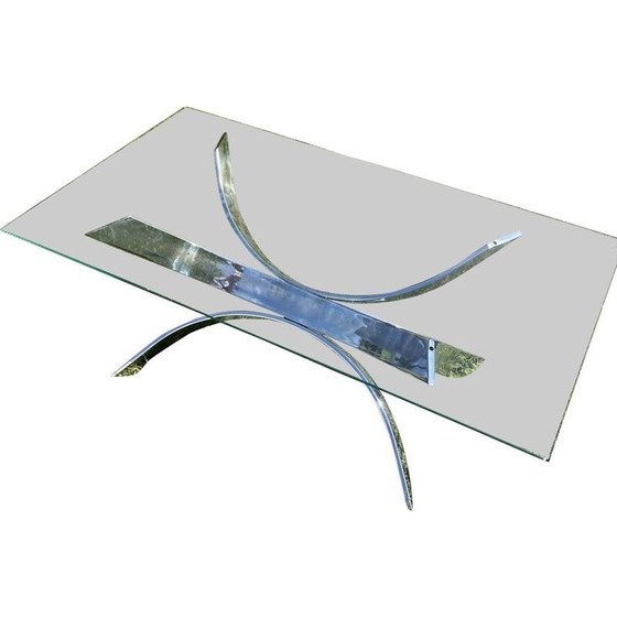Image 1 of Vintage chrome coffee table with tempered replacement glass, 1960