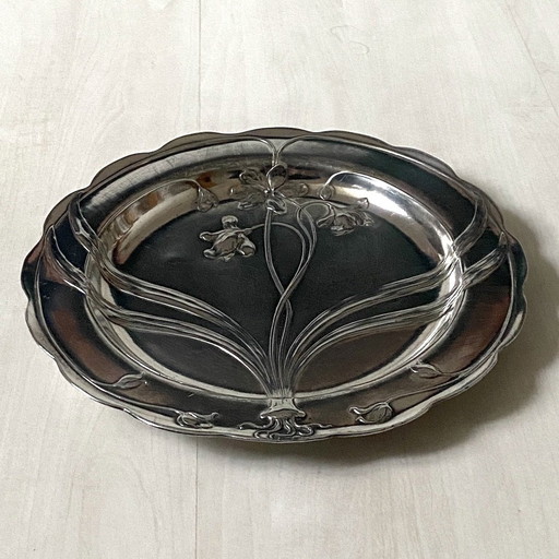 Art Nouveau 1900 Pewter Plate