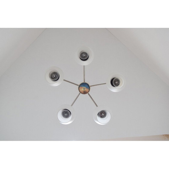 Image 1 of Lampadario vintage in vetro e ottone di Kamenicky Senov, Cecoslovacchia, 1970