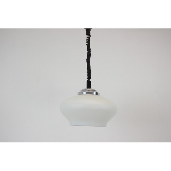 Image 1 of Lampada a sospensione regolabile in vetro e metallo, metà secolo, Cecoslovacchia, anni '70