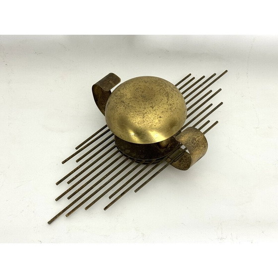 Image 1 of Set of 3 vintage wall lamp in gold metal, Italy 1950