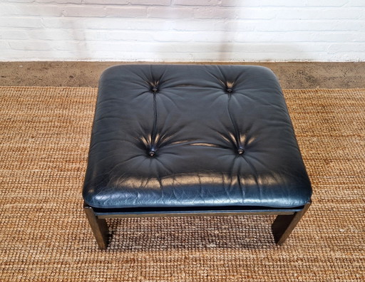 Ottoman Green Leather Adjustable, 1970