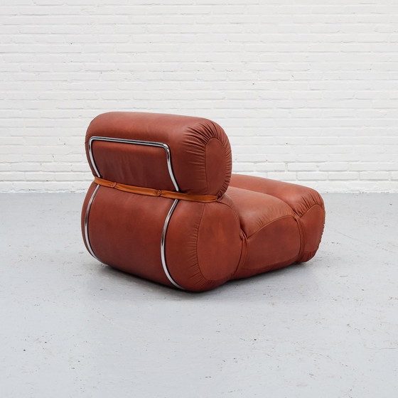 Image 1 of Leather Italian Lounge Armchair 70S