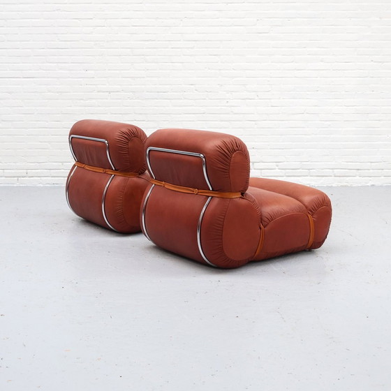 Image 1 of Leather Italian Lounge Armchair 70S