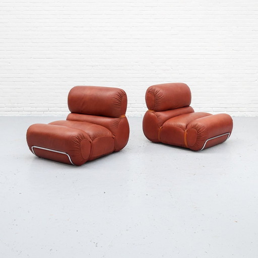 Leather Italian Lounge Armchair 70S