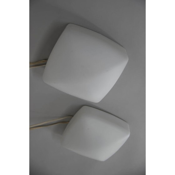 Image 1 of Pair of vintage metal sconces with glass shades, Czechoslovakia 1960