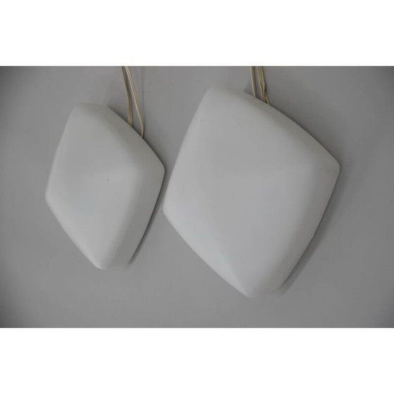 Image 1 of Pair of vintage metal sconces with glass shades, Czechoslovakia 1960