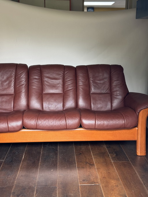 Erkones Stressless 3 Seat Leather Reclining Sofa