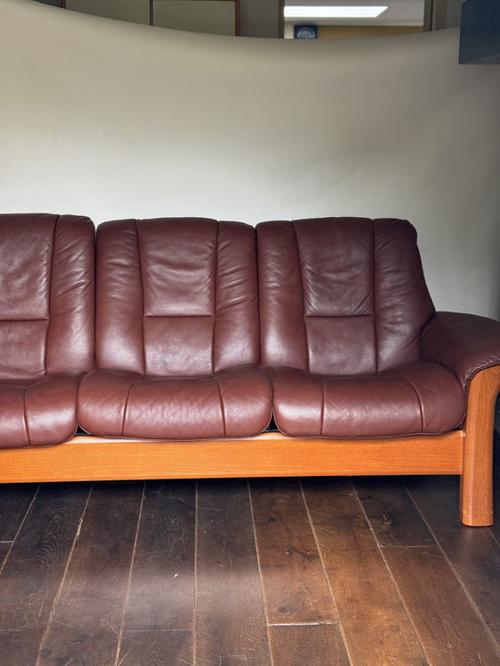 Image 1 of Erkones Stressless 3 Seat Leather Reclining Sofa