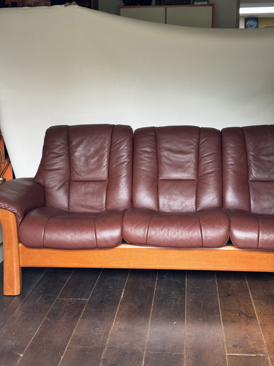 Image 1 of Erkones Stressless 3 Seat Leather Reclining Sofa