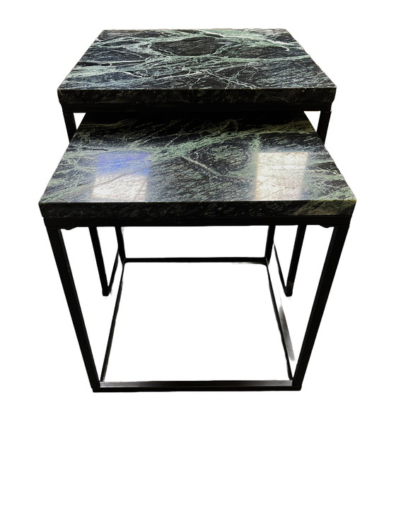 Image 1 of Table d'appoint vintage en marbre pierre naturelle