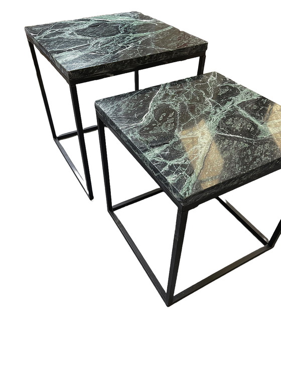 Image 1 of Table d'appoint vintage en marbre pierre naturelle