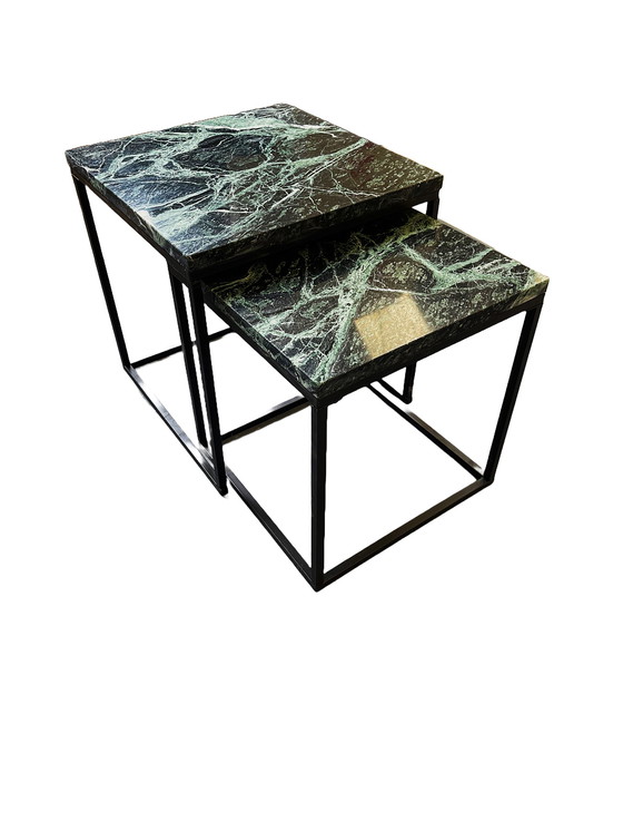 Image 1 of Table d'appoint vintage en marbre pierre naturelle