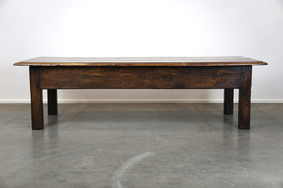 Image 1 of Large dark oak coffee table with drawer