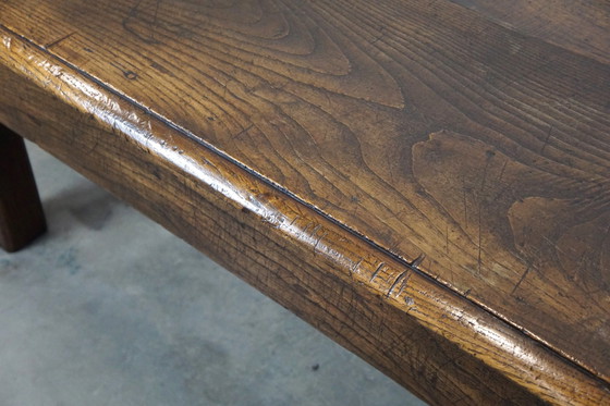 Image 1 of Large dark oak coffee table with drawer