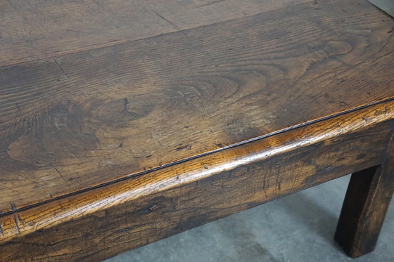 Image 1 of Large dark oak coffee table with drawer