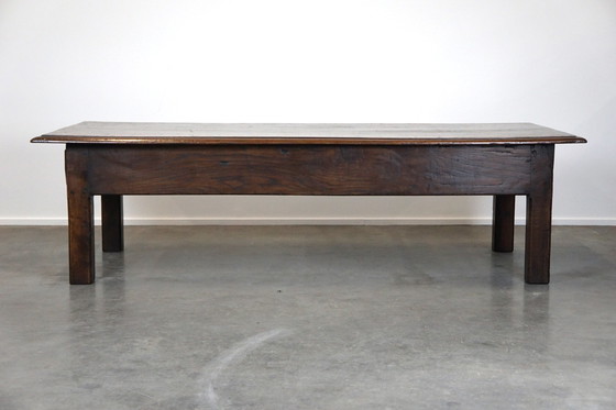 Image 1 of Large dark oak coffee table with drawer