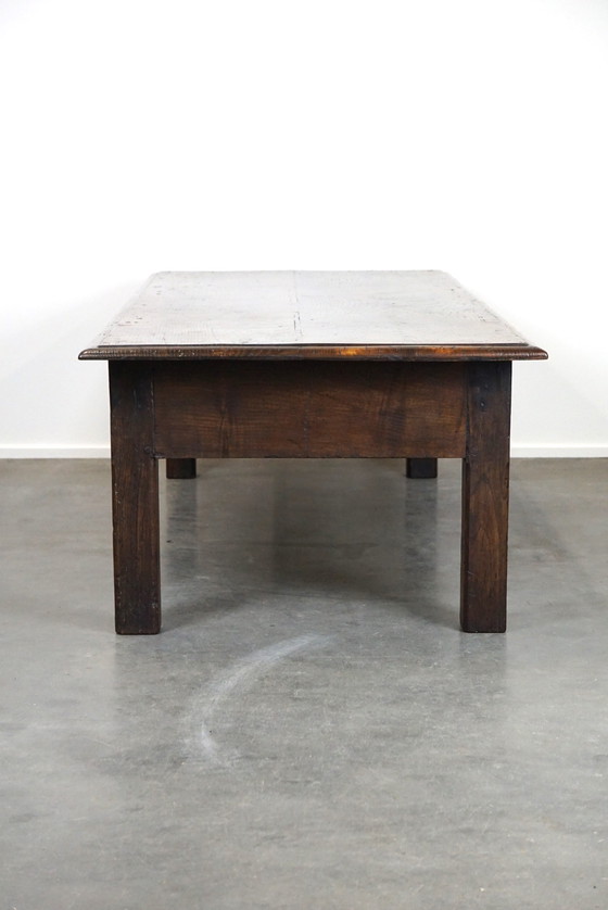 Image 1 of Large dark oak coffee table with drawer