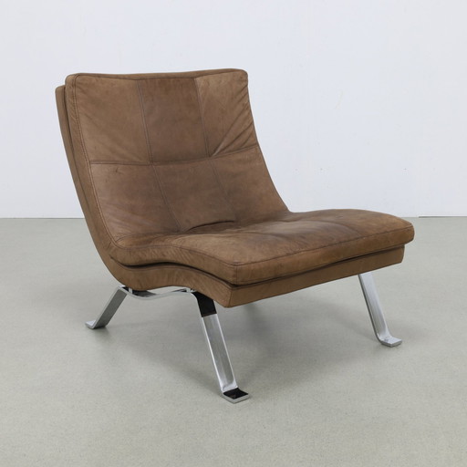 Danish Design Armchair Nubuck Leather Chrome