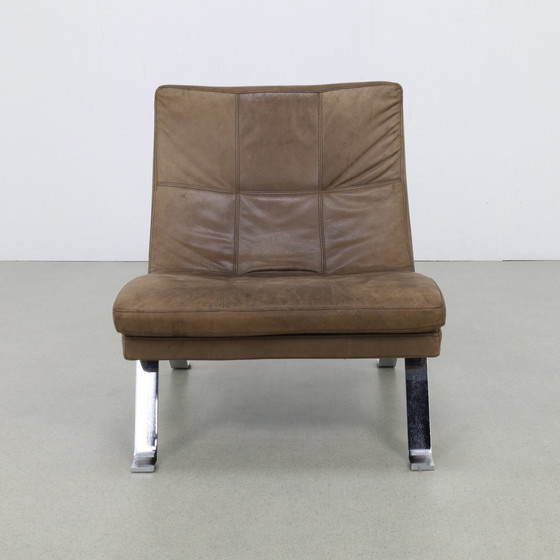 Image 1 of Danish Design Armchair Nubuck Leather Chrome