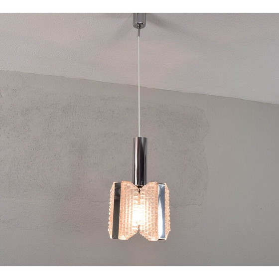 Image 1 of Mid century Drum textured glass chandelier by Kaiser Leuchten, Germany 1960s