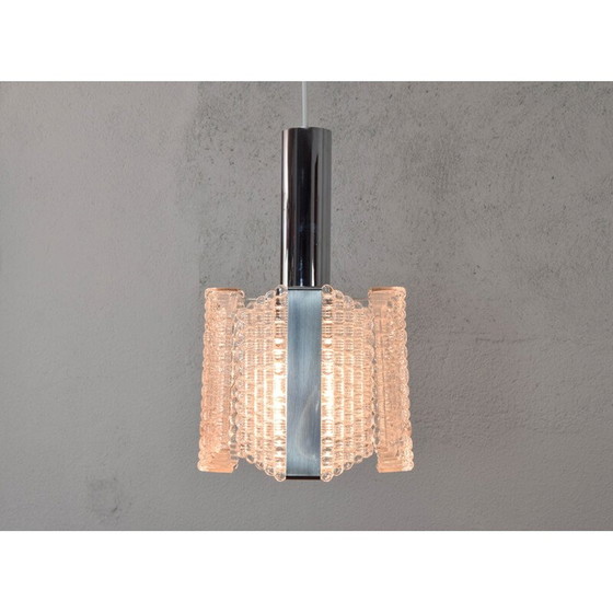 Image 1 of Mid century Drum textured glass chandelier by Kaiser Leuchten, Germany 1960s