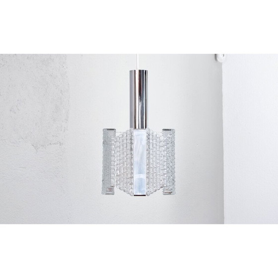 Image 1 of Mid century Drum textured glass chandelier by Kaiser Leuchten, Germany 1960s