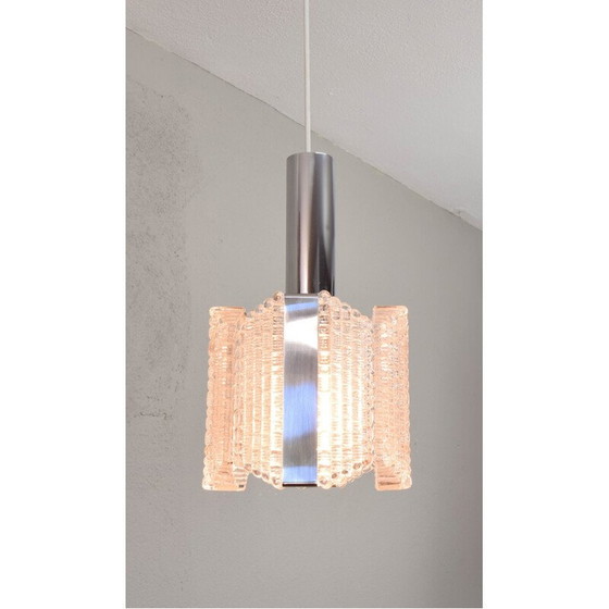 Image 1 of Mid century Drum textured glass chandelier by Kaiser Leuchten, Germany 1960s