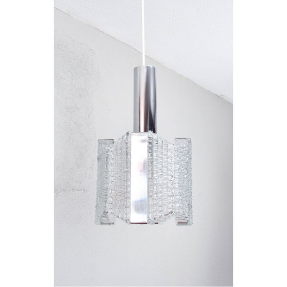 Image 1 of Mid century Drum textured glass chandelier by Kaiser Leuchten, Germany 1960s