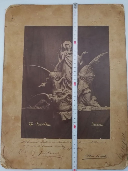 Original Sketch Photograph Of Destroyed Work By Casasola, Signed 1895