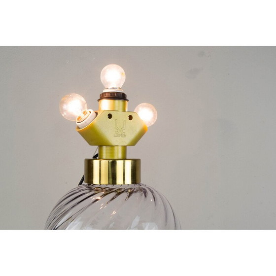 Image 1 of Lampada da tavolo vintage in ottone e vetro soffiato per Lumica, Spagna 1970
