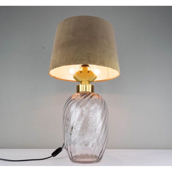 Image 1 of Lampada da tavolo vintage in ottone e vetro soffiato per Lumica, Spagna 1970