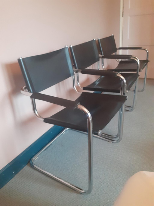 3x Silla vintage con estructura tubular